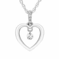 Best reviews of 🥰 Boston Bay Diamonds Sterling Silver 1/10 Carat T.W. Dancing Diamond Heart Pendant Necklace ⭐