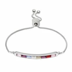 Promo 🔔 Brilliance Rainbow Crystal Bar Bracelet Silvertone Blue Multi 🥰 -Valentine's Day Jewelry shop unnamed file 231