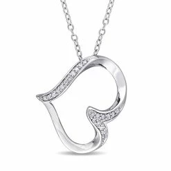 Coupon ⭐ Stella Grace Sterling Silver 1/10 Carat T.W. Diamond Heart Pendant Necklace 🔔