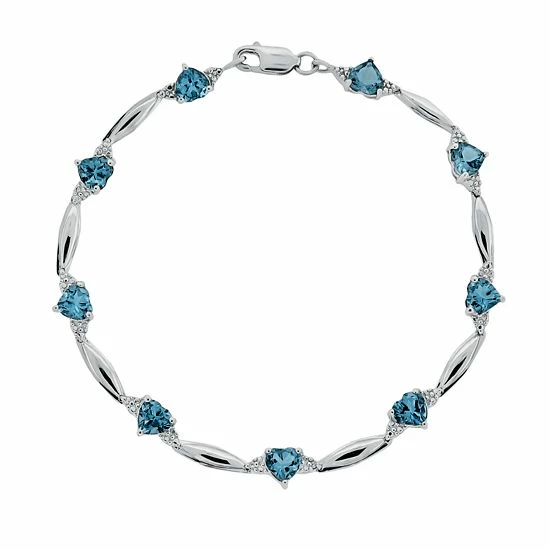 Flash Sale ๐ Gemminded Sterling Silver Blue Topaz And Diamond Accent Heart Bracelet ๐ 3 Flash Sale ๐ Gemminded Sterling Silver Blue Topaz And Diamond Accent Heart Bracelet ๐