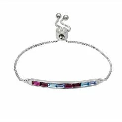 Promo 🔔 Brilliance Rainbow Crystal Bar Bracelet Silvertone Blue Multi 🥰 -Valentine's Day Jewelry shop unnamed file 232