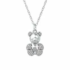 Best reviews of 🛒 DeCouer 1/10 Carat T.W. Diamond Teddy Bear Pendant Necklace Silver Tone 💯