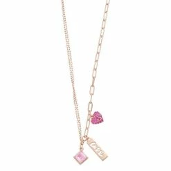 Cheap 😉 Unbranded 18k Rose Gold Over Silver Pink Cubic Zirconia Love Charm Necklace 🥰