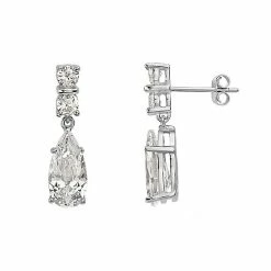 New ⌛ Unbranded Sterling Silver Cubic Zirconia Dangle Drop Earrings ⭐