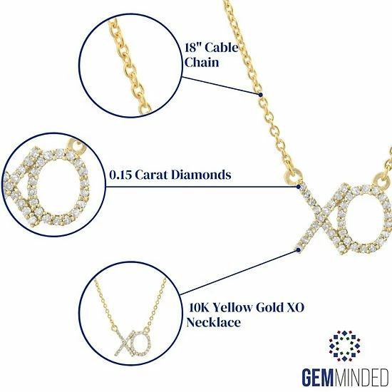 Wholesale 🥰 Gemminded 10k Gold 1/6 Carat T.W. Diamond XO Pendant Necklace 14k Gold 🌟 4 Wholesale 🥰 Gemminded 10k Gold 1/6 Carat T.W. Diamond XO Pendant Necklace 14k Gold 🌟 - Image 2