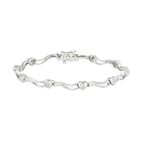 Cheapest ❤️ Unbranded Sterling Silver 1/10 Carat T.W. Diamond Heart Bracelet ❤️ 3 Cheapest ❤️ Unbranded Sterling Silver 1/10 Carat T.W. Diamond Heart Bracelet ❤️