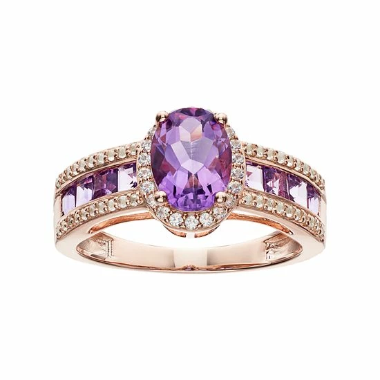 Top 10 ✔️ Sterling Silver Amethyst & Lab-Created White Sapphire Halo Ring 👍 3 Top 10 ✔️ Sterling Silver Amethyst & Lab-Created White Sapphire Halo Ring 👍