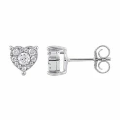 New 😉 Unbranded 10k White Gold 1/5 Carat T.W. Diamond Heart Stud Earrings 🌟