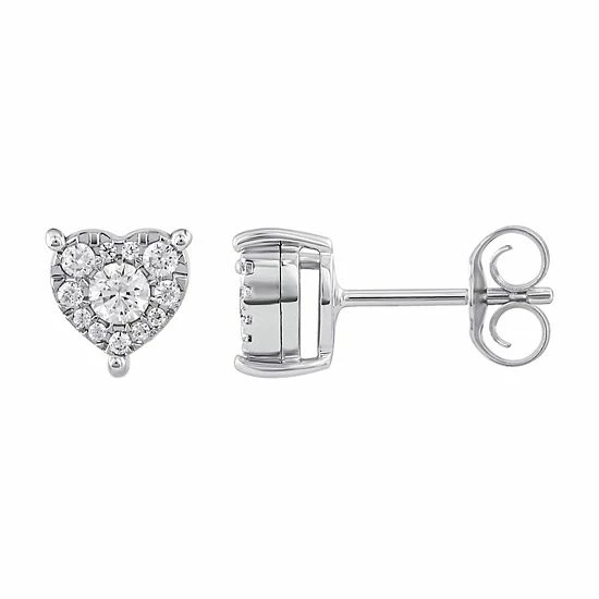 New ๐ Unbranded 10k White Gold 1/5 Carat T.W. Diamond Heart Stud Earrings ๐ 3 New ๐ Unbranded 10k White Gold 1/5 Carat T.W. Diamond Heart Stud Earrings ๐