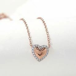 Hot Sale 😉 DeCouer 1/8 Carat T.W. Diamond Heart Halo Necklace Silver Tone 🔥 -Valentine's Day Jewelry shop unnamed file 2381