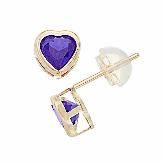 Buy ๐งจ Unbranded Pure Gem Collection 10k Gold Lab-Created Amethyst Heart Stud Earrings โญ 3 Buy ๐งจ Unbranded Pure Gem Collection 10k Gold Lab-Created Amethyst Heart Stud Earrings โญ