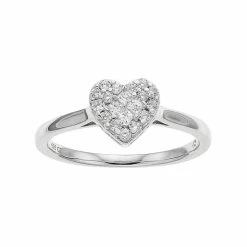 New ✔️ 10k White Gold 1/4 Carat T.W. Diamond Heart Cluster Ring 🎉