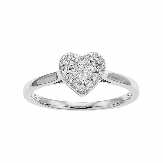 New โ๏ธ 10k White Gold 1/4 Carat T.W. Diamond Heart Cluster Ring ๐ 3 New โ๏ธ 10k White Gold 1/4 Carat T.W. Diamond Heart Cluster Ring ๐