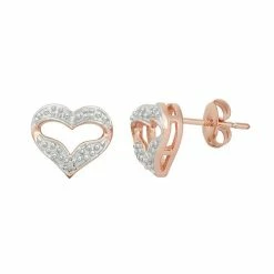 Discount 🛒 18k Rose Gold Over Silver Heart Stud Earrings 🛒