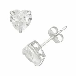 Best Sale 🤩 Designs By Gioelli Lab-Created White Sapphire 10k White Gold Heart Stud Earrings 😀