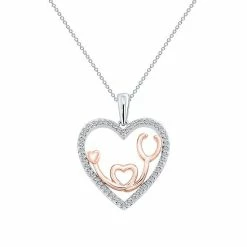Coupon 🔔 Irena Park Two Tone 10k Gold 1/5 Carat T.W. Diamond "I Love You" Heart Pendant Necklace 🌟