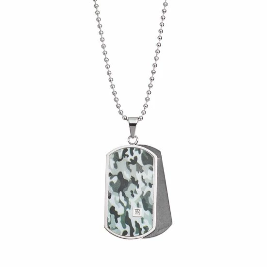 Deals 🛒 Unbranded Diamond Accent Stainless Steel Camouflage 🐶 Dog Tag Necklace - Men 😀 3 Deals 🛒 Unbranded Diamond Accent Stainless Steel Camouflage 🐶 Dog Tag Necklace - Men 😀
