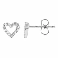 Brand new β€οΈ Unbranded Sterling Silver 1/10 Carat T.W. Diamond Heart Earrings β