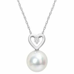 Cheapest 😍 Stella Grace 10k White Gold South Sea Cultured Pearl & Diamond Accent Heart Pendant Necklace 💯
