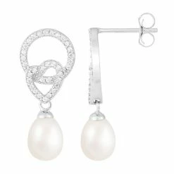 Discount 😀 Unbranded Sterling Silver Freshwater Cultured Pearl Heart Drop Earrings 👏