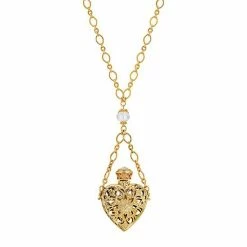 Top 10 🛒 1928 14k Gold-Dipped Crystal Filigree Heart With Glass Vial Necklace ⭐