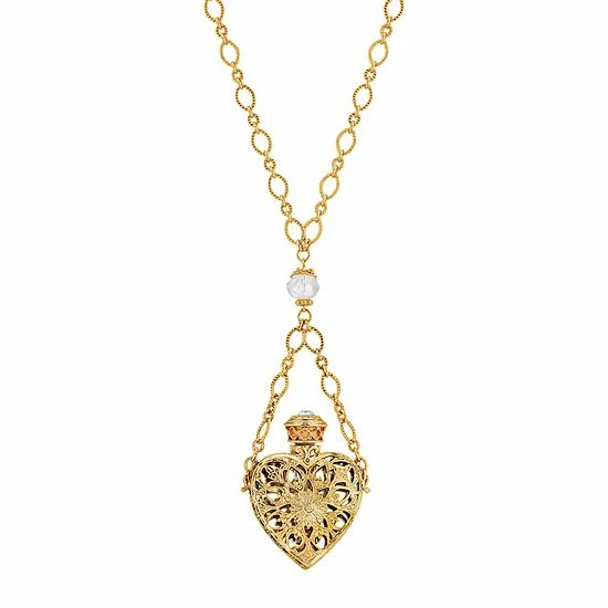 Top 10 🛒 1928 14k Gold-Dipped Crystal Filigree Heart With Glass Vial Necklace ⭐ 3 Top 10 🛒 1928 14k Gold-Dipped Crystal Filigree Heart With Glass Vial Necklace ⭐