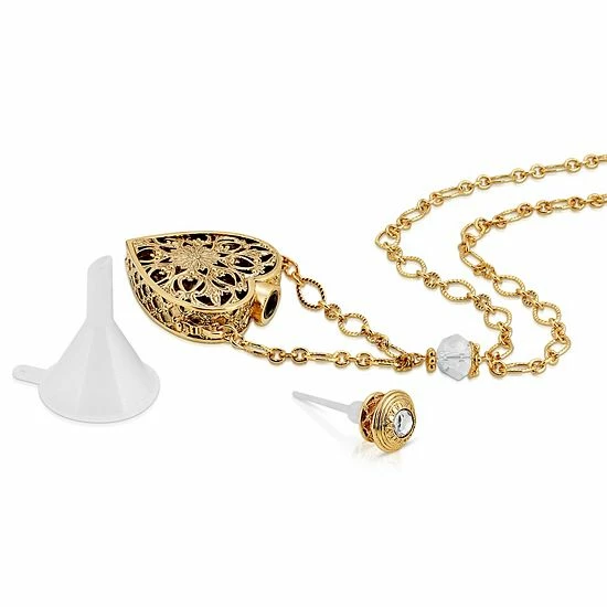 Top 10 🛒 1928 14k Gold-Dipped Crystal Filigree Heart With Glass Vial Necklace ⭐ 4 Top 10 🛒 1928 14k Gold-Dipped Crystal Filigree Heart With Glass Vial Necklace ⭐ - Image 2