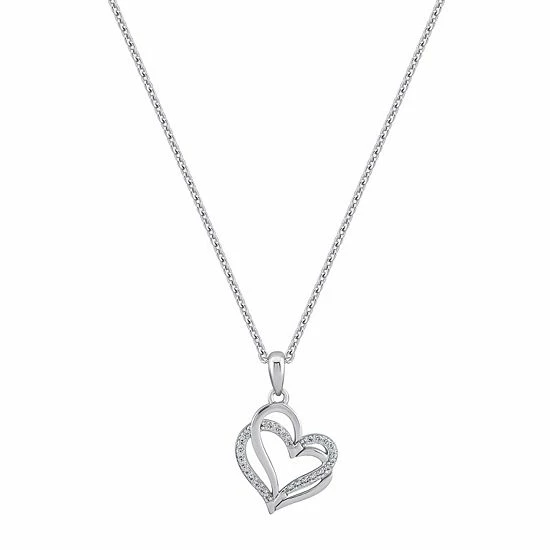 Outlet 🛒 OLIVIA AND HARPER Sterling Silver Cubic Zirconia & Polished Double Open Heart Pendant Necklace 🥰 3 Outlet 🛒 OLIVIA AND HARPER Sterling Silver Cubic Zirconia & Polished Double Open Heart Pendant Necklace 🥰