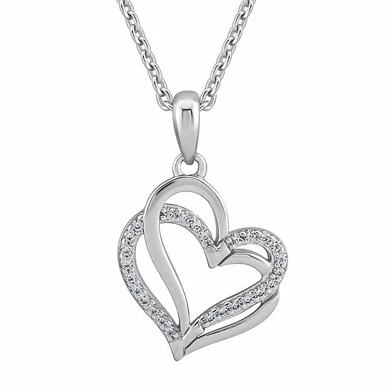 Outlet 🛒 OLIVIA AND HARPER Sterling Silver Cubic Zirconia & Polished Double Open Heart Pendant Necklace 🥰 4 Outlet 🛒 OLIVIA AND HARPER Sterling Silver Cubic Zirconia & Polished Double Open Heart Pendant Necklace 🥰 - Image 2