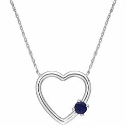 Outlet 🎉 Stella Grace 10k White Gold Sapphire Open Heart Pendant Necklace 😀