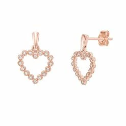 Flash Sale ⌛ Gemminded 10k Rose Gold 1/10 Carat T.W. Diamond Heart Earrings 😉
