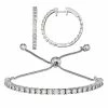 Best Pirce 😉 Unbranded Sterling Silver 1/2 Carat T.W. Diamond Adjustable Bracelet & Hoop Earring Set ⭐