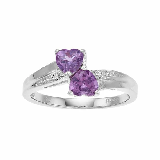 Cheap ๐ Gemminded Sterling Silver Lab-Created Alexandrite Diamond Accent Heart Bypass Ring ๐ 3 Cheap ๐ Gemminded Sterling Silver Lab-Created Alexandrite Diamond Accent Heart Bypass Ring ๐
