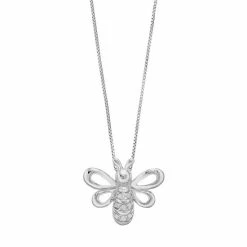 Wholesale 𧨠Delicate Diamonds Sterling Silver 1/10 Carat T.W. Diamond Bee Pendant Necklace βοΈ