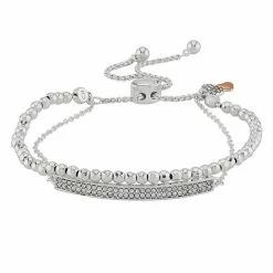 Outlet 🎁 Love This Life® Double Strand Heart Crystal Rose Gold Two-Tone Bolo Bracelet 💯