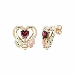 Wholesale 💯 Black Hills Gold Tri-Tone Garnet Heart Stud Earrings ❤️