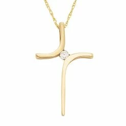 Promo 😀 Unbranded 10k Gold Diamond Accent Cross Pendant Necklace Yellow ✔️