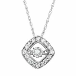 Wholesale ⭐ Dancing Love 1/4 Carat T.W. Diamond 10k White Gold Halo Pendant Necklace ⌛