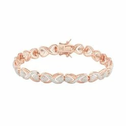 New ❤️ 18k Rose Gold Over Silver Heart Bracelet ✔️
