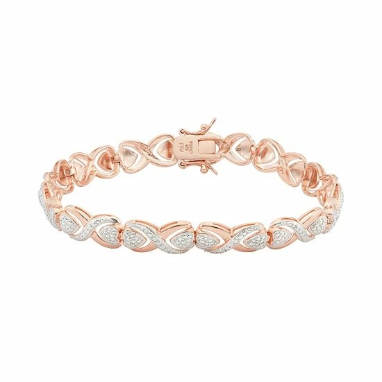 New ❤️ 18k Rose Gold Over Silver Heart Bracelet ✔️ 3 New ❤️ 18k Rose Gold Over Silver Heart Bracelet ✔️