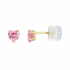 Best reviews of 👍 Charming Girl 14k Gold 4 Mm Pink Cubic Zirconia Heart Stud Earrings 👏