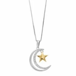 Buy π Delicate Diamonds Sterling Silver 1/10 Carat T.W. Diamond Moon & Star Pendant Necklace π―