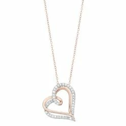 Outlet ⌛ Unbranded Sterling Silver 1/4 Carat T.W. Diamond Heart Pendant Necklace 🔔
