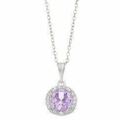Budget ✔️ RADIANT GEM Amethyst & Diamond Accent Birthstone Pendant Necklace ✔️