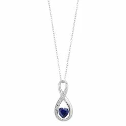 Promo 👍 RADIANT GEM Lab-Created Sapphire & Diamond Accent Infinity Heart Birthstone Pendant ⭐