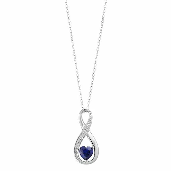 Promo π RADIANT GEM Lab-Created Sapphire & Diamond Accent Infinity Heart Birthstone Pendant β 3 Promo π RADIANT GEM Lab-Created Sapphire & Diamond Accent Infinity Heart Birthstone Pendant β