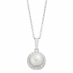 New 🌟 RADIANT GEM Freshwater Cultured Pearl & Diamond Accent Birthstone Pendant Necklace 🌟