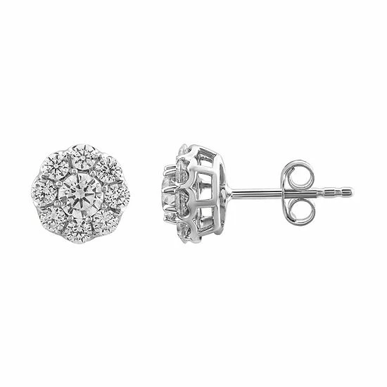 Wholesale π Unbranded 10k White Gold 1 Carat T.W. Diamond Cluster Stud Earrings π 3 Wholesale π Unbranded 10k White Gold 1 Carat T.W. Diamond Cluster Stud Earrings π