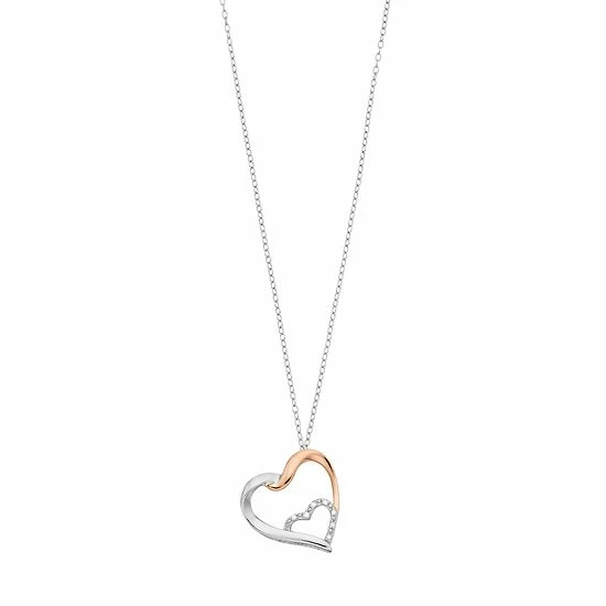 Top 10 ๐ Two Tone 10k Rose Gold Over Silver Diamond Accent Heart Pendant โญ 3 Top 10 ๐ Two Tone 10k Rose Gold Over Silver Diamond Accent Heart Pendant โญ