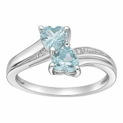 Best deal π Gemminded Sterling Silver Gemstone & Diamond Accent Double Heart Bypass Ring Created Pink Sapphire π